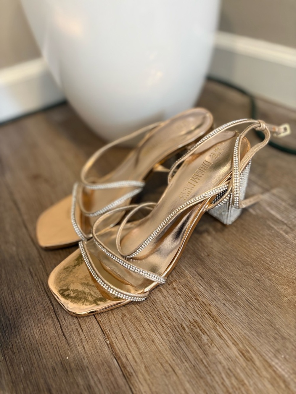 Dream Pairs Rose Gold Rhinestone Block Heel Sandal - Picture 5 of 7